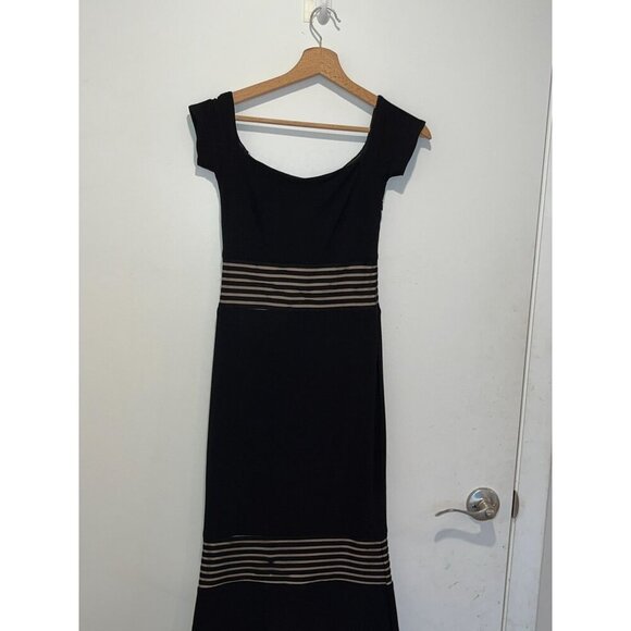 Xscape Bla Striped Cap Sleeve Women's Evening Dress Gown Size 2 - Picture 2 of 9